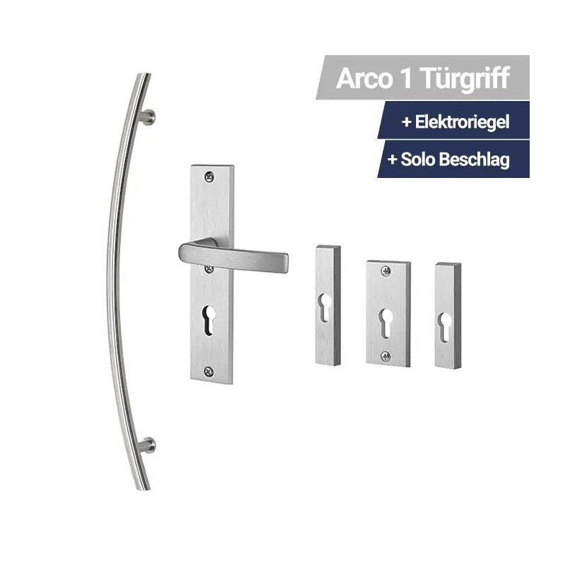 Arco 01 Türgriff + Elektroriegel + Solo Beschlag